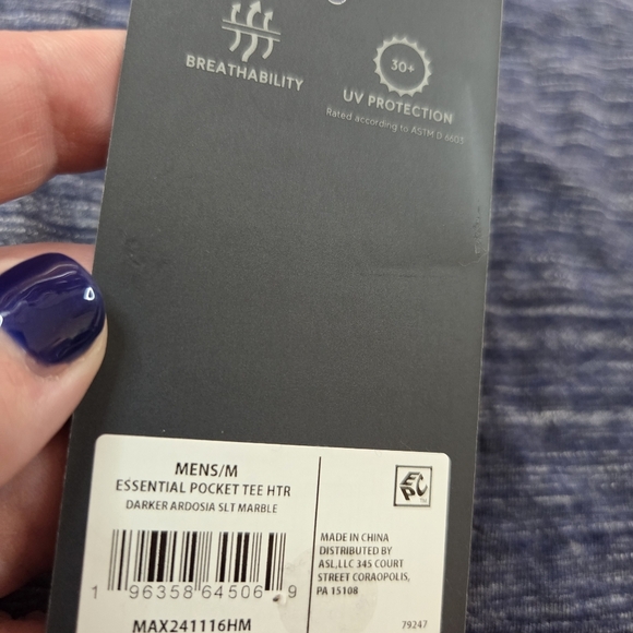 VRST Men's Medium Essential Pocket Tee HTR Darker Ardosia Blue Marble New Work - Picture 3 of 8